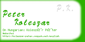 peter koleszar business card